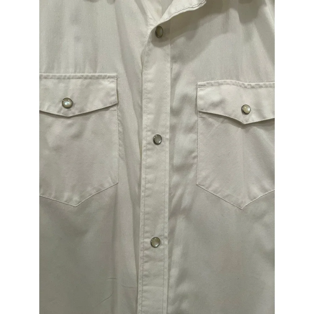 Banana Republic Shirt Pearl Snap Button Down Mens XL White Western Slim Fit